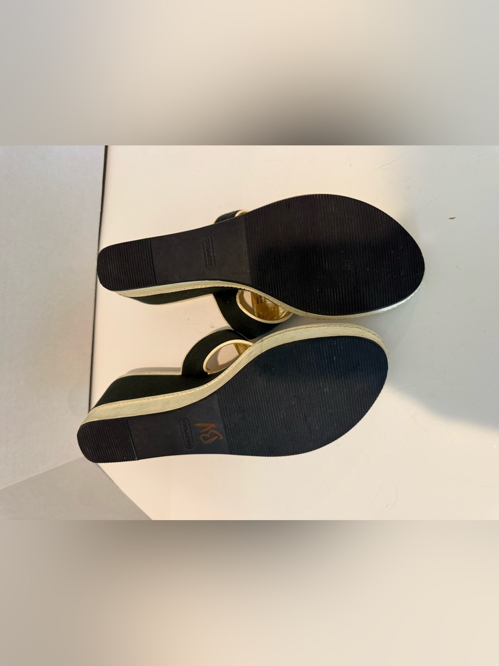 Coach Felecia Canvas and Patent Wedges Black and White - Picture 8 of 11